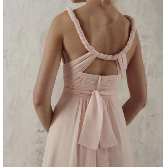 CHRISTINA WU Short Chiffon Dress Petal Pink‎ Womens Size 10 Blush Pastel Wedding - Picture 5 of 16